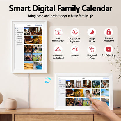 Artiss 15.6" Smart Family Calendar with Digital Photo Frame and Chore Tracker
