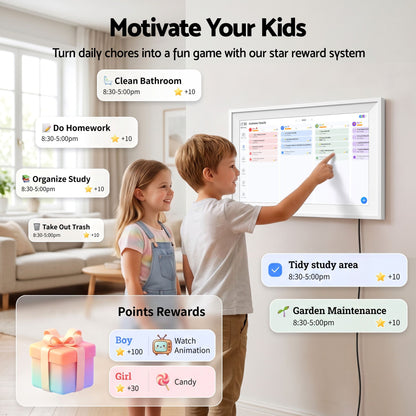 Artiss 15.6" Smart Family Calendar with Digital Photo Frame and Chore Tracker