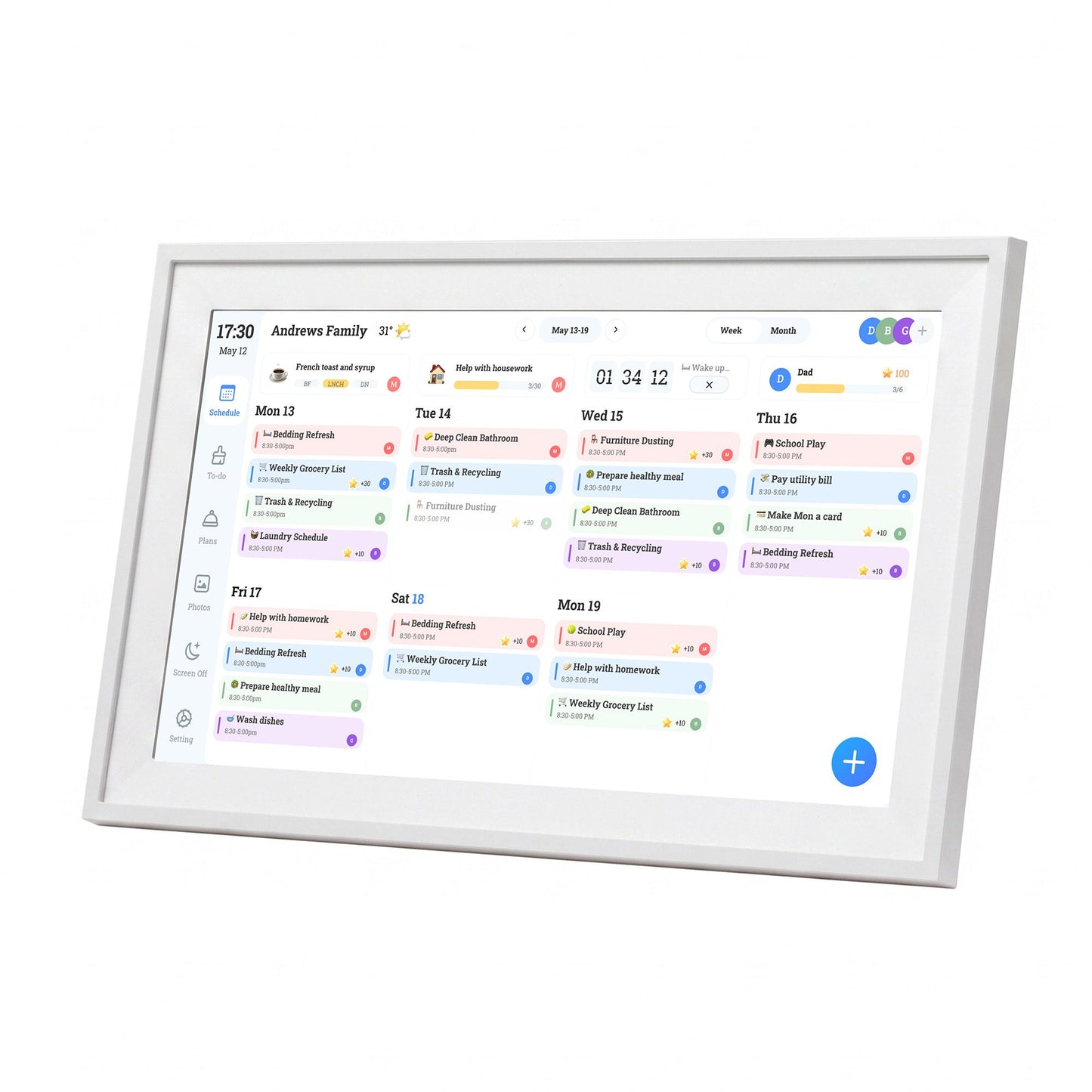 Artiss 15.6" Smart Family Calendar with Digital Photo Frame and Chore Tracker