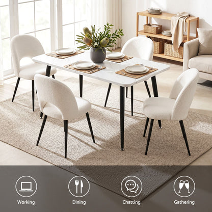 Artiss 5-Piece Marble Dining Set | White