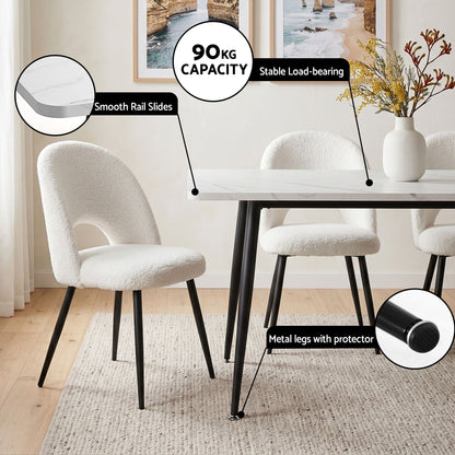 Artiss 5-Piece Marble Dining Set | White
