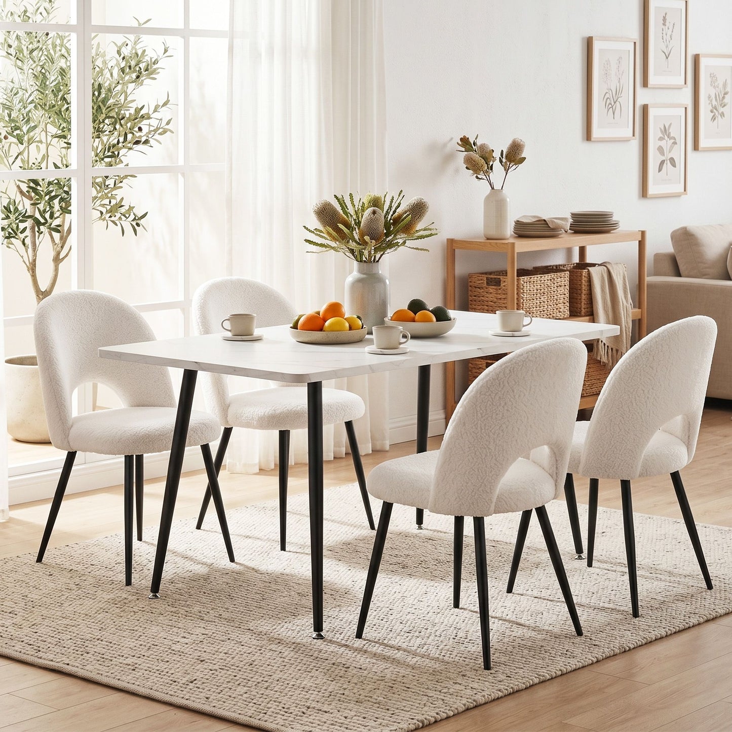 Artiss 5-Piece Marble Dining Set | White