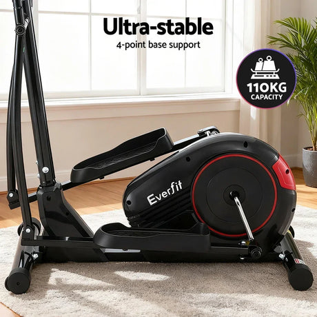 Everfit elliptical cross trainer with 110kg capacity, ultra-stable base, in bright room