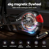 Magnetic flywheel exercise machine with transparent casing, highlighting 4kg flywheel features.