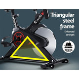 Black Eversit exercise bike with triangular steel frame, pedal, 100kg capacity label.