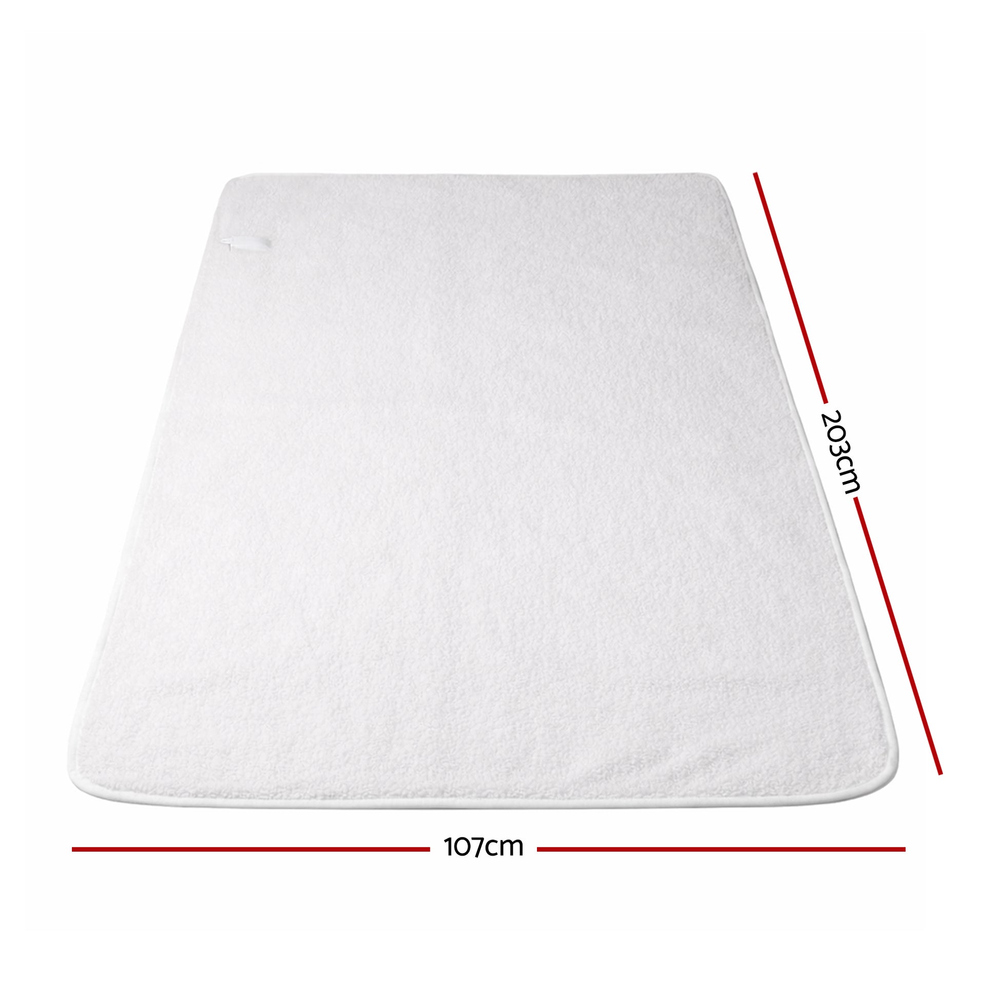 White electric blanket single size 107cm x 203cm with control switch visible