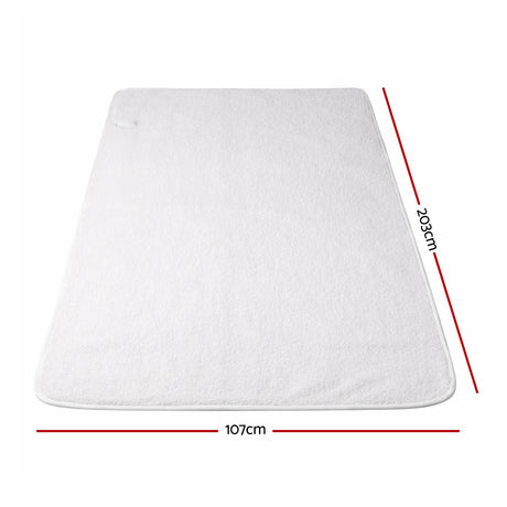 White electric blanket single size 107cm x 203cm with control switch visible