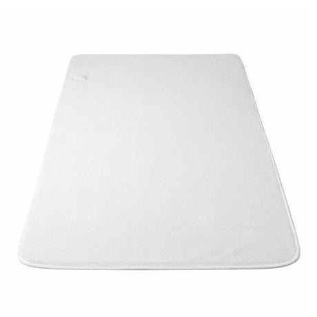 White rectangular king single mattress protector with fitted edges on plain background