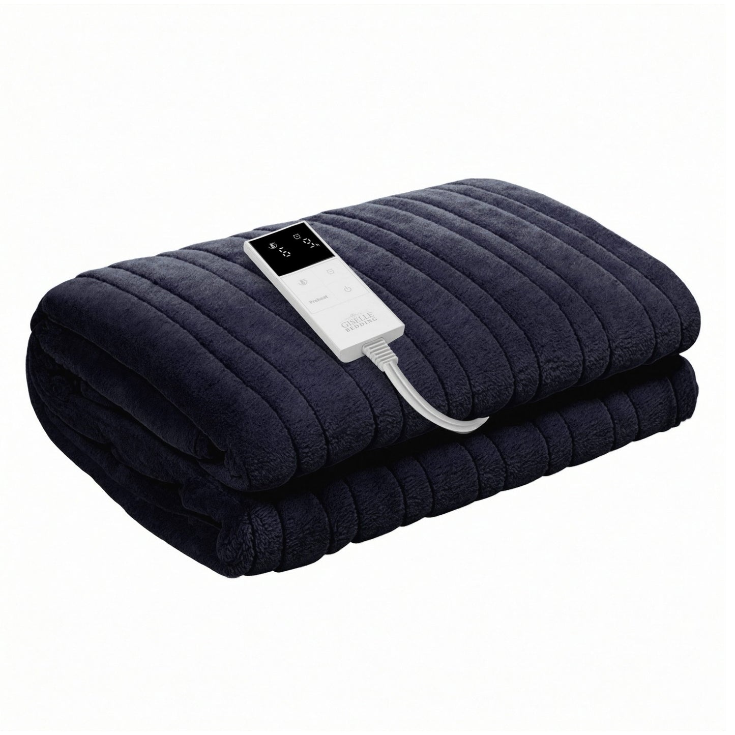 Dark grey electric heated throw blanket with digital remote control