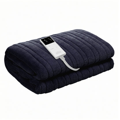 Dark grey electric heated throw blanket with digital remote control