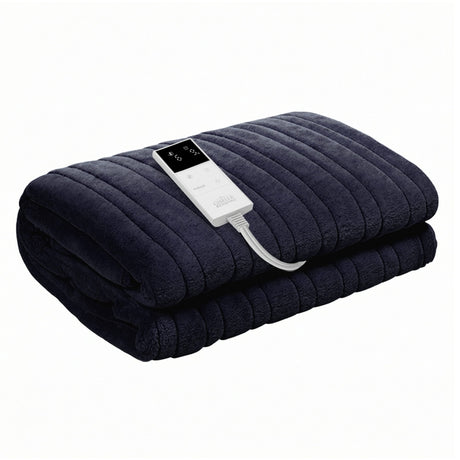 Dark grey electric heated throw blanket with digital remote control