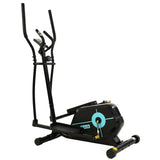 Black elliptical cross trainer exercise machine with handlebars and digital display