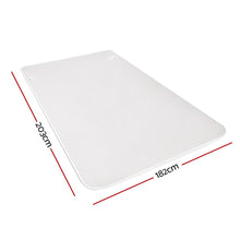 Large white rectangular mat with rounded corners, 203cm by 182cm, isolated on white background