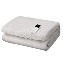 Folded electric blanket with soft fleece texture and digital controller