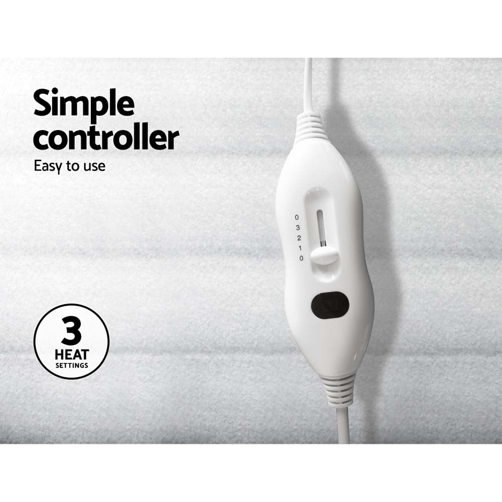 White electric blanket controller with three heat settings and easy-to-use slider switch