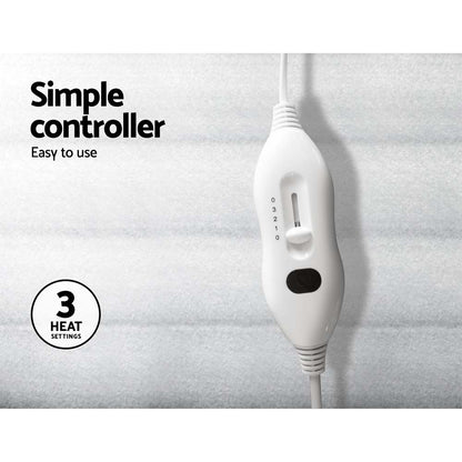 White electric blanket controller with three heat settings and easy-to-use slider switch