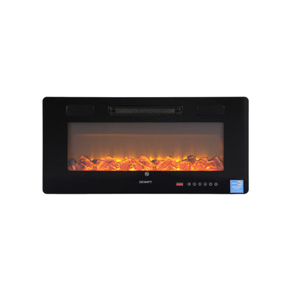 Wall mounted electric fireplace heater with LED flame display and digital controls