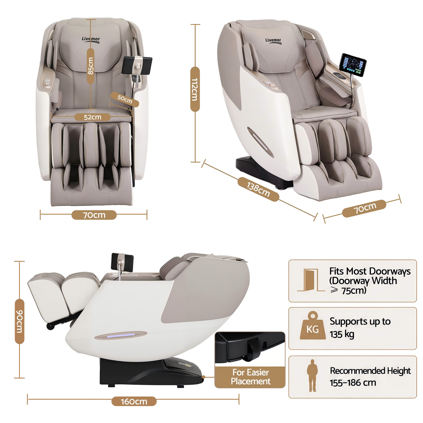 Livemor Elite 4D Massage Chair White