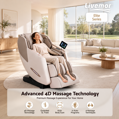 Livemor Elite 4D Massage Chair White