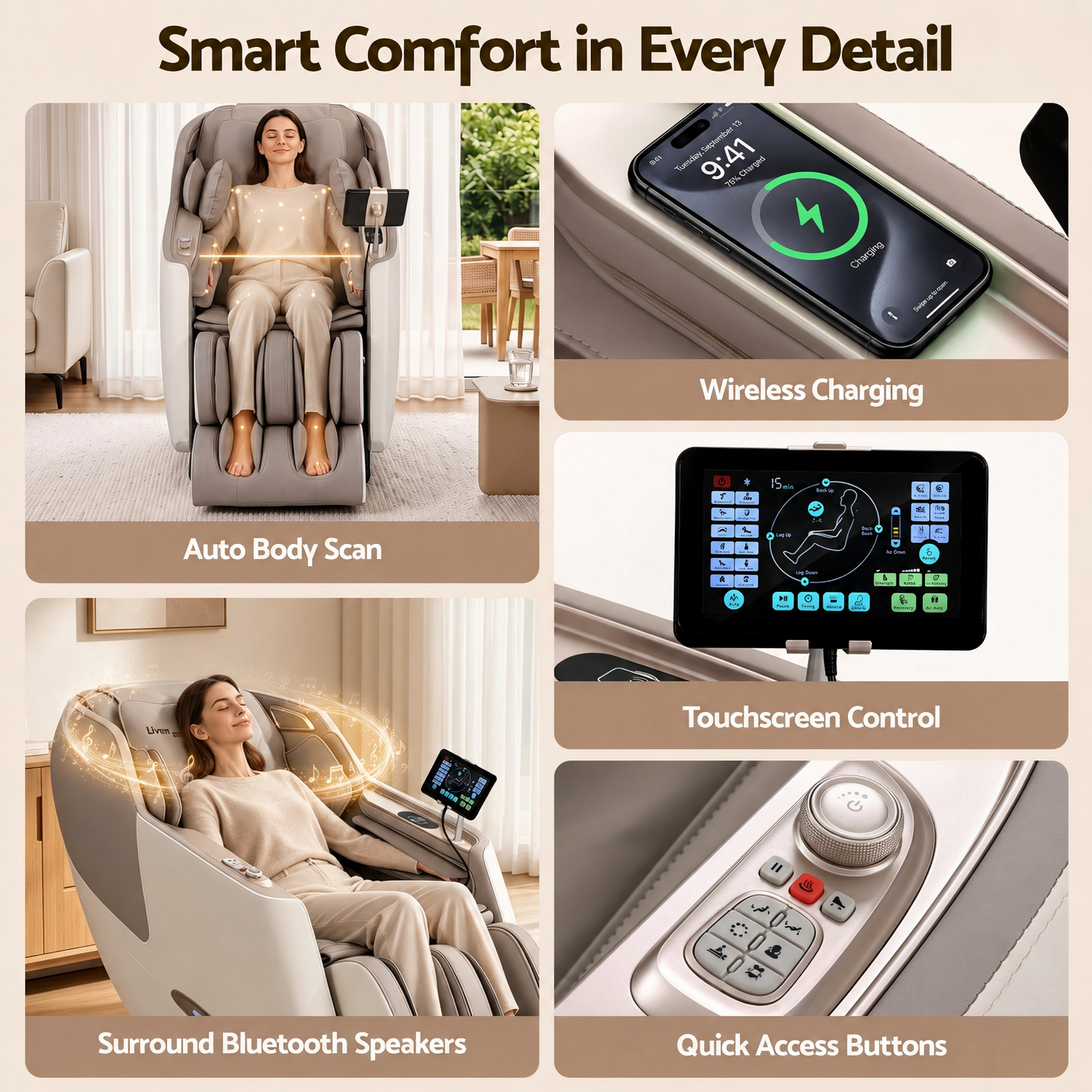 Livemor Elite 4D Massage Chair White
