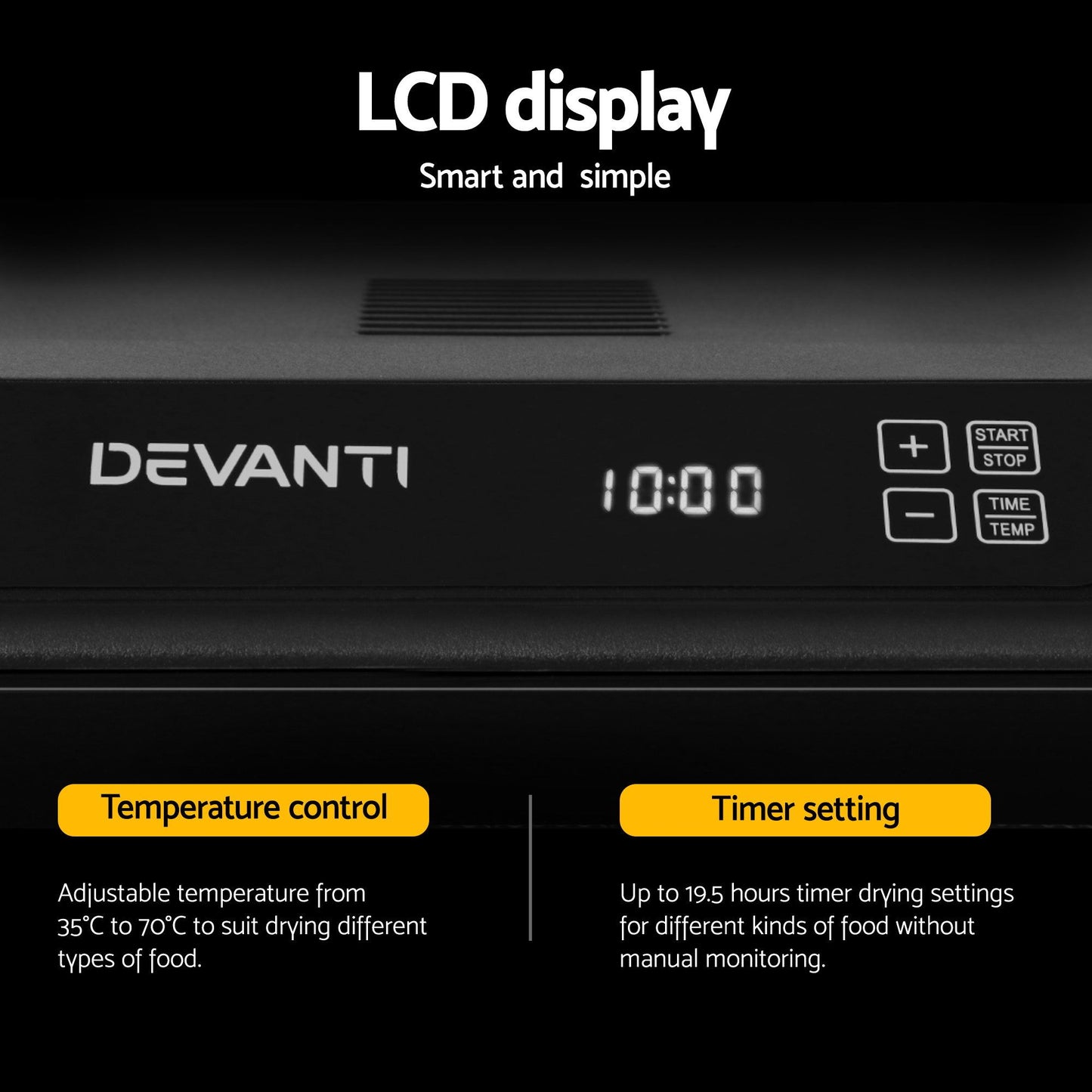 Devanti Food Dehydrator 6 Tray Fruit Dryer Jerky Maker With Stainless Steel Rack