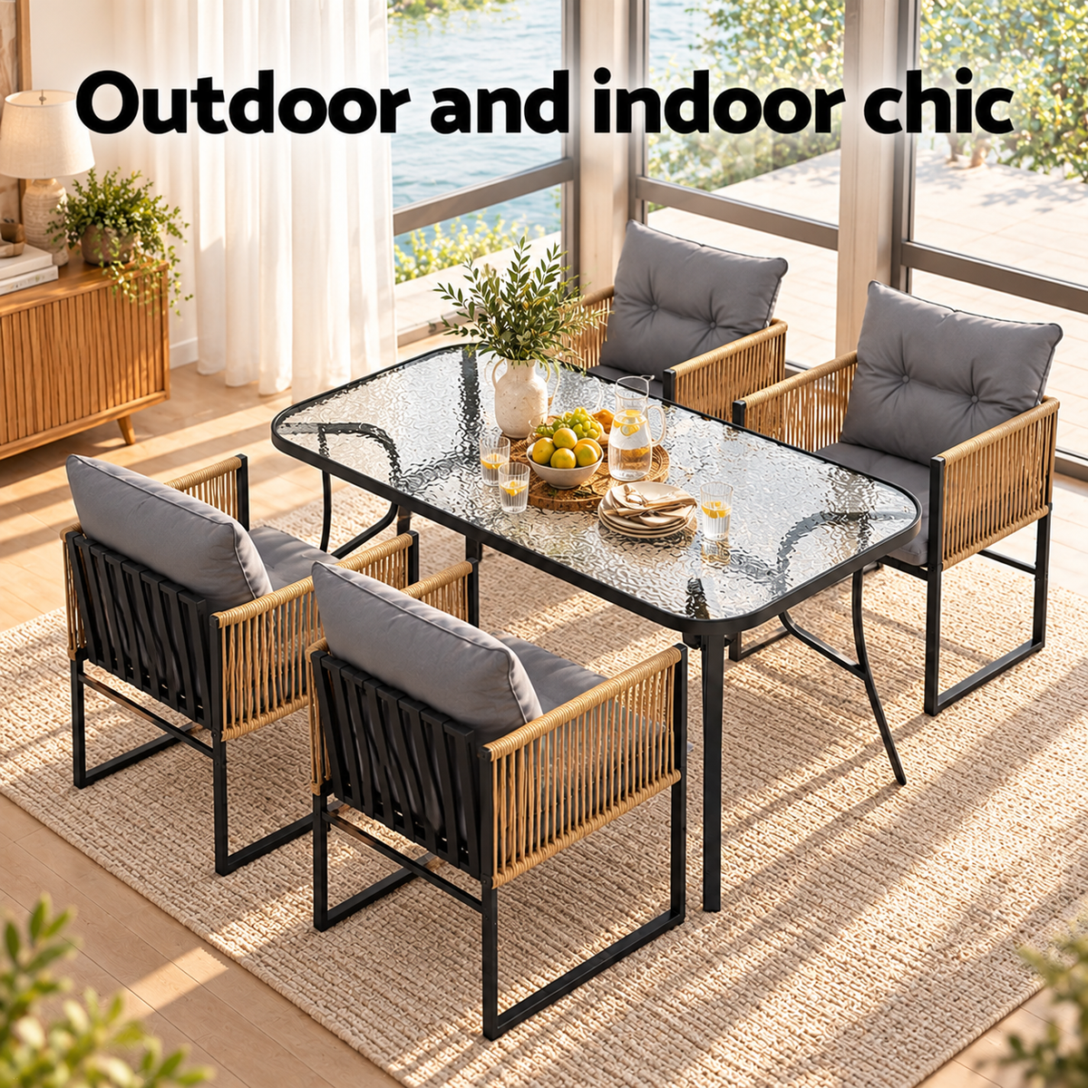 Gardeon outdoor dining set supplied in three packages with a user manual, assembly required