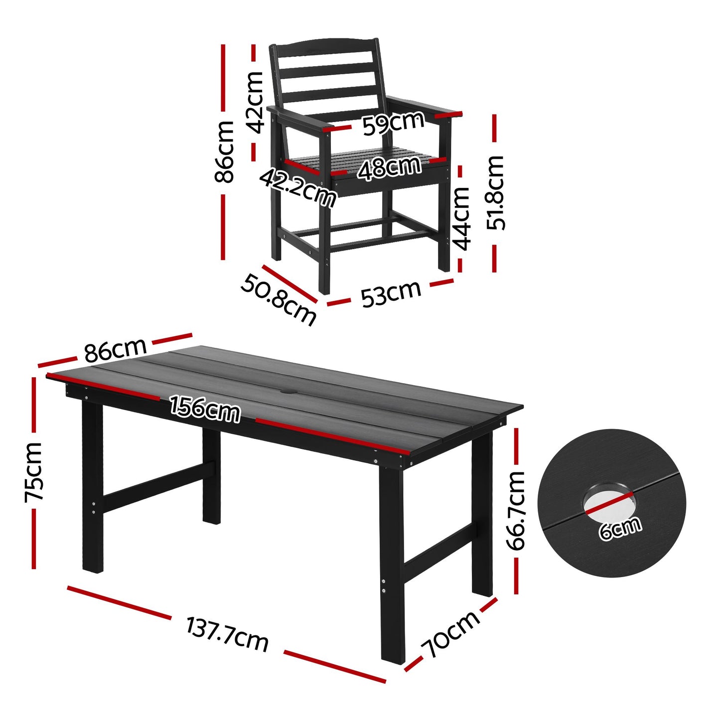 Gardeon 7 Piece Outdoor Dining Set HDPE Table and Chairs