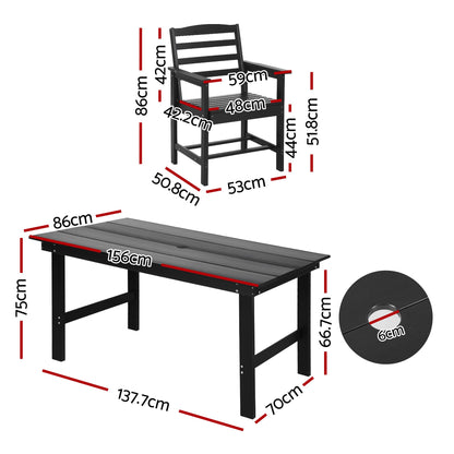 Gardeon 7 Piece Outdoor Dining Set HDPE Table and Chairs