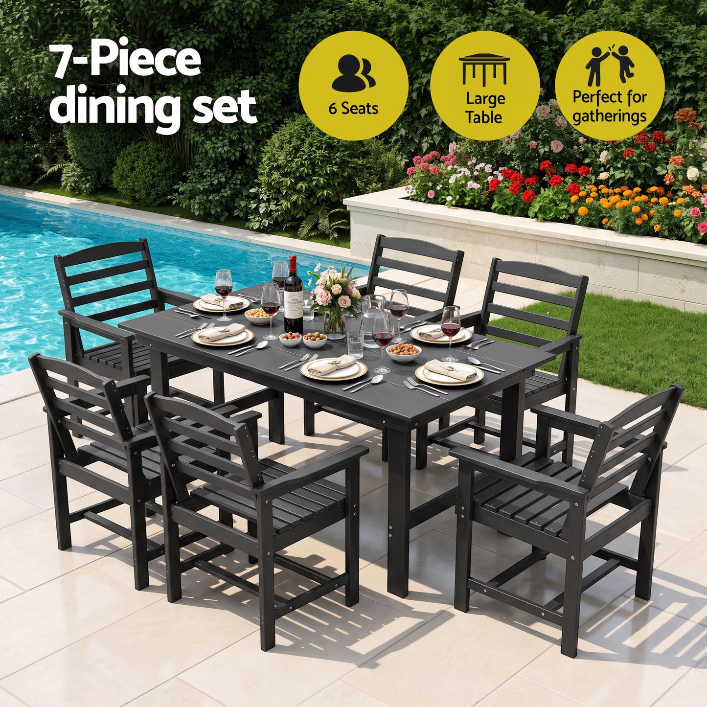 Gardeon 7 Piece Outdoor Dining Set HDPE Table and Chairs