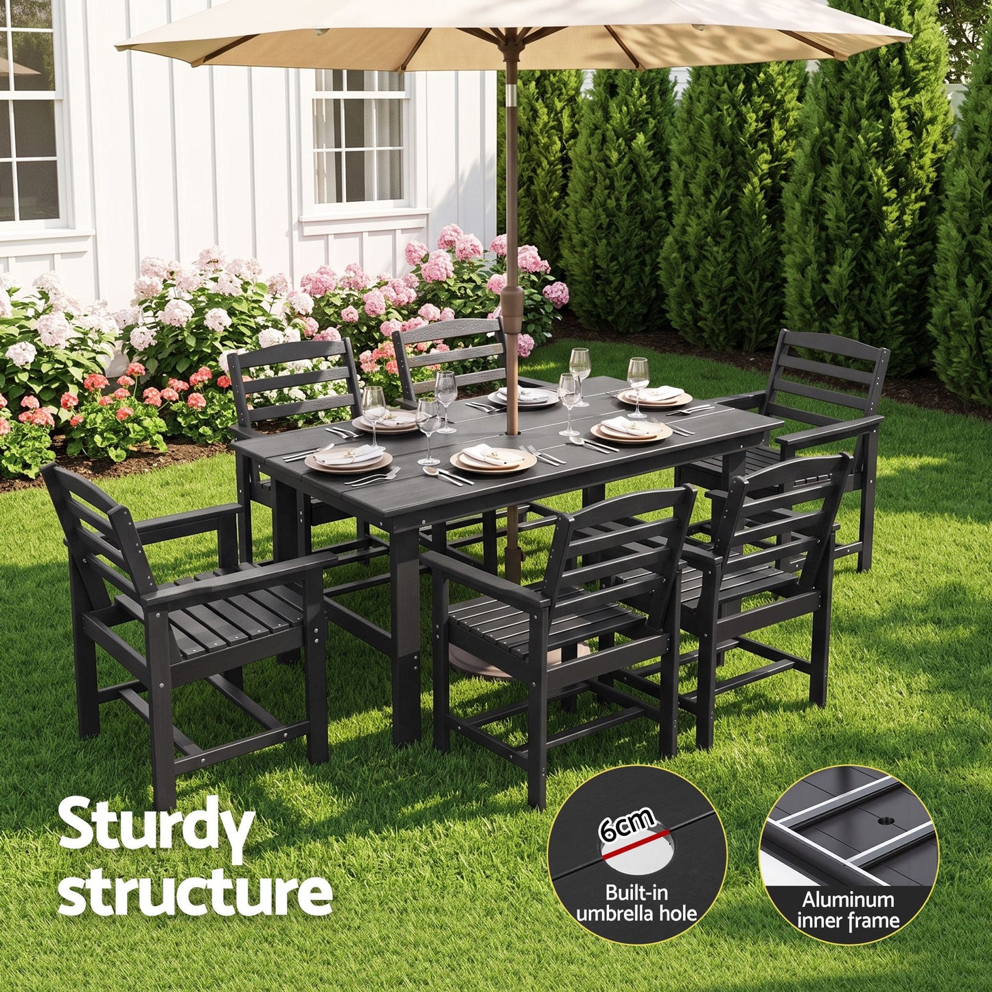Gardeon 7 Piece Outdoor Dining Set HDPE Table and Chairs