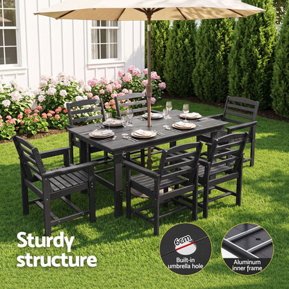 Gardeon 7 Piece Outdoor Dining Set HDPE Table and Chairs