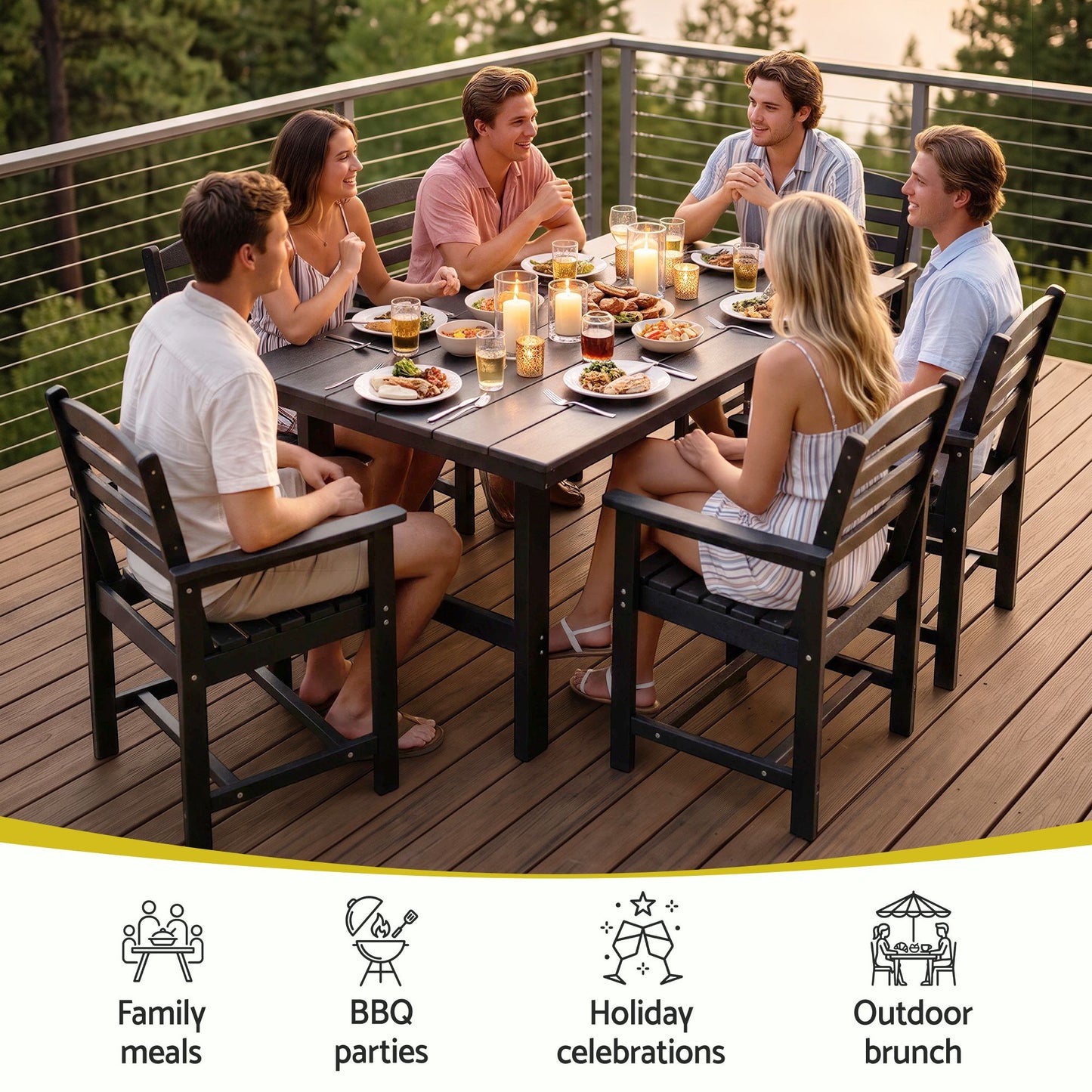 Gardeon 7 Piece Outdoor Dining Set HDPE Table and Chairs