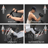 Multi-functional gym bench for biceps curls, preacher curls, leg curls & extensions – home workout equipment