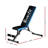 Everfit adjustable weight bench with dimensions, ideal for home gym workouts and strength training