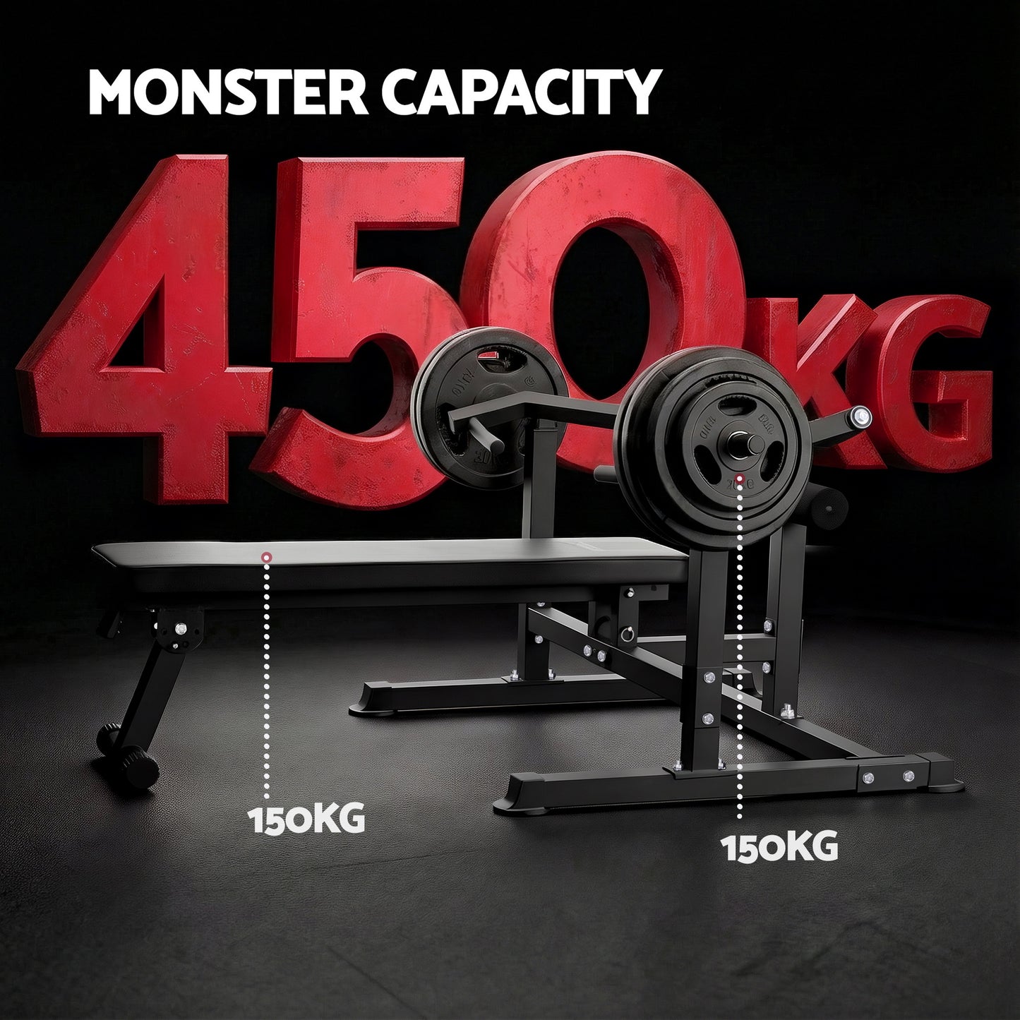 Heavy-duty weight bench with 450kg monster capacity, ideal for home gym strength training