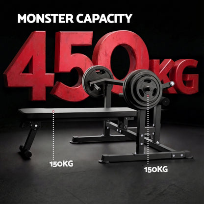 Heavy-duty weight bench with 450kg monster capacity, ideal for home gym strength training