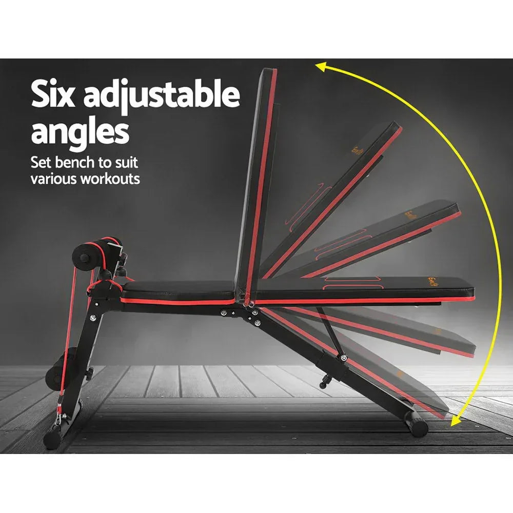 Adjustable workout bench with six incline positions for versatile home gym exercises