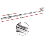 Everfit 168cm Barbell Bar, 150kg Capacity, Chrome Steel