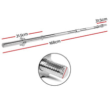 Everfit 168cm Barbell Bar, 150kg Capacity, Chrome Steel