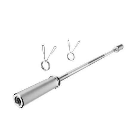 120cm chrome barbell bar with two spring collars, fitness weightlifting equipment on white background