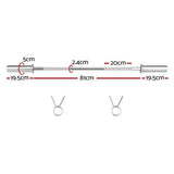 120cm chrome dumbbell barbell bar with measurements and two spring collars