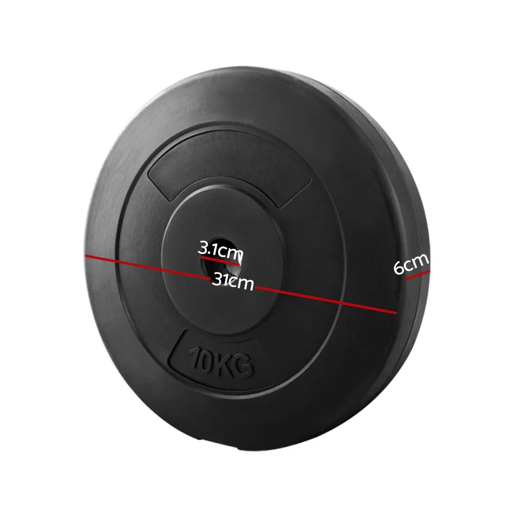 10kg black weight plate with 31cm diameter, 3.1cm hole, and 6cm thickness, gym equipment