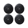 Set of four black 10kg weight plates for gym or home fitness equipment