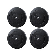 Set of four black 10kg weight plates for gym or home fitness equipment
