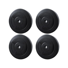Set of four black 10kg weight plates for gym or home fitness equipment