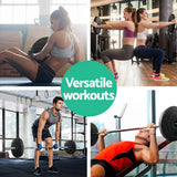 People using barbells and weight plates in various gym exercises for versatile workouts
