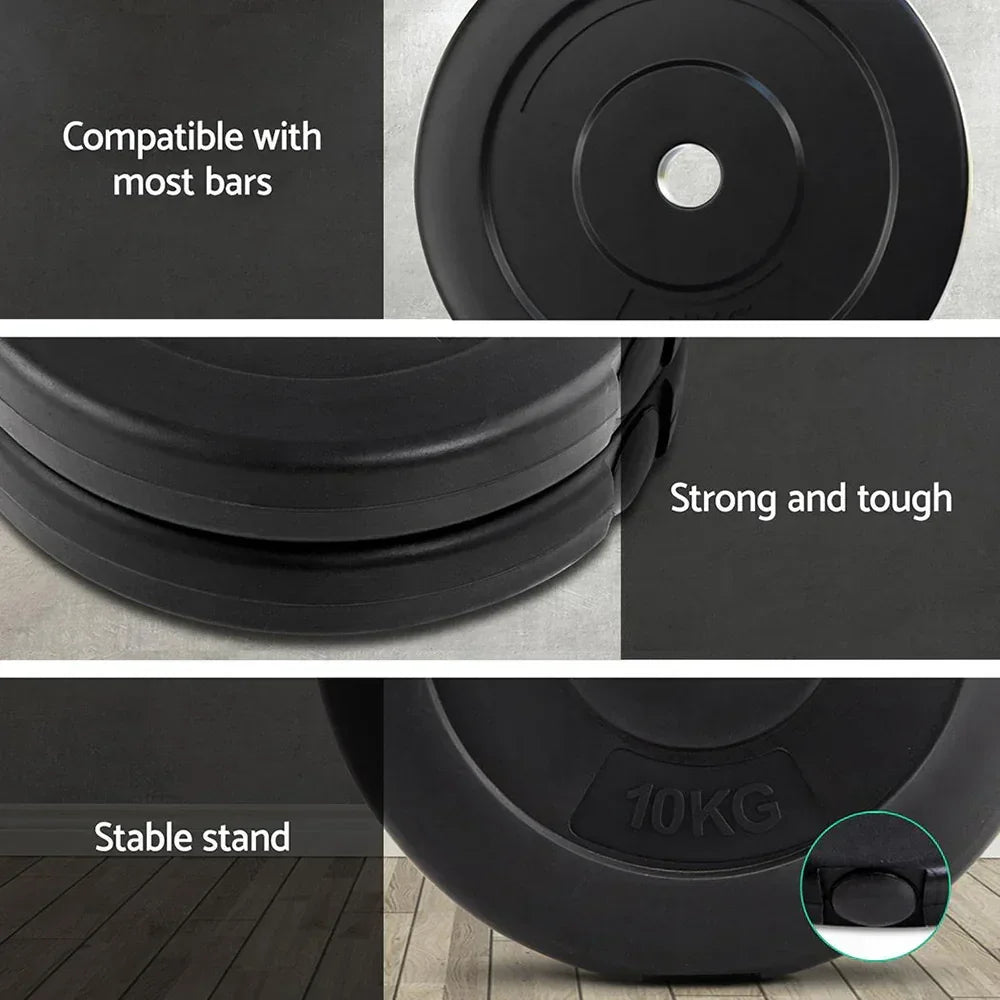 10kg black weight plate, compatible with most bars, durable and stable for workouts