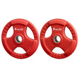 Pair of red 15kg Everfit weight plates for gym and strength training