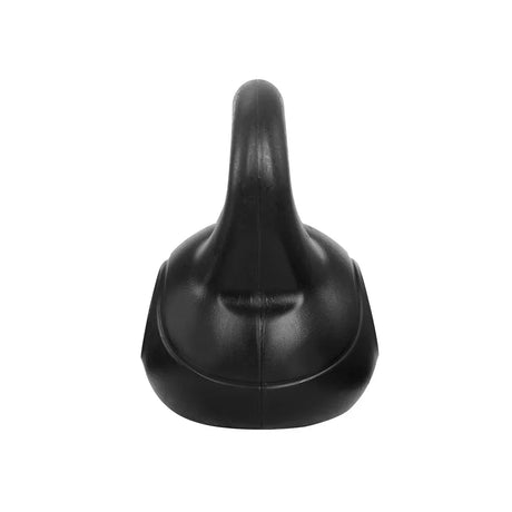 Black 16kg kettlebell with smooth handle, photographed on a white background