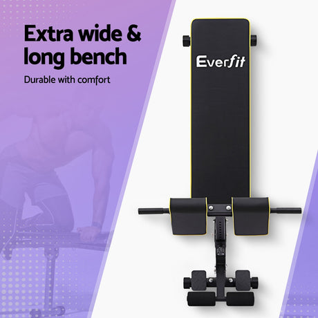 Extra wide black Everfit Roman bench with padded leg supports for home gym workouts